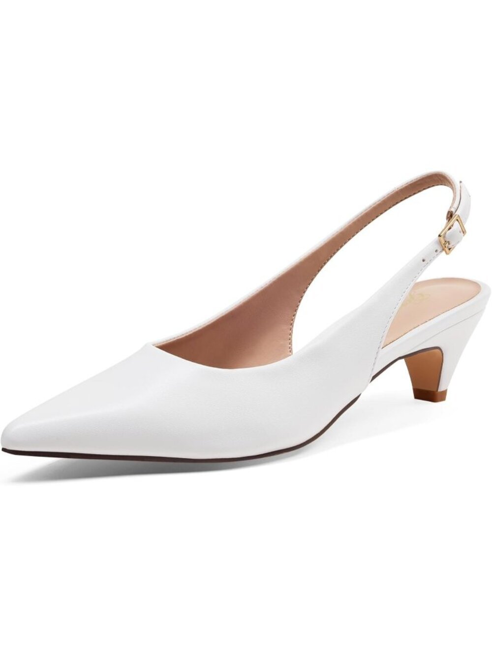 Women's Slingback Dressy Pump Pointed Closed Toe White Ankle Strap Elegant Pump